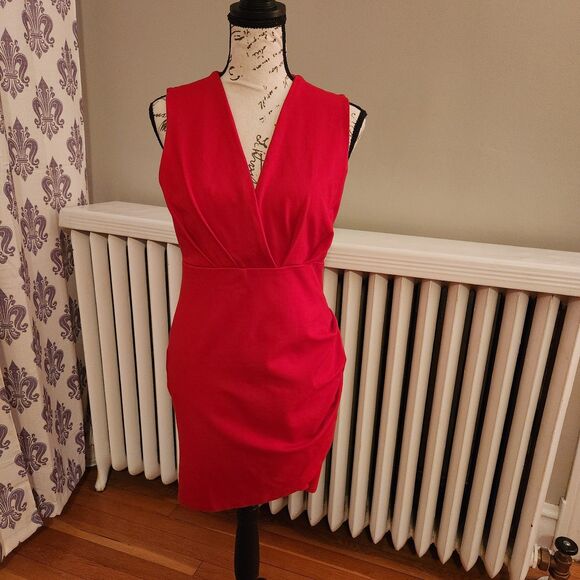 Lulu's Stunning "Cocktail Hour" Red Faux Wrap Mini Bodycon Dress Sz M Sold Out! - Picture 4 of 11